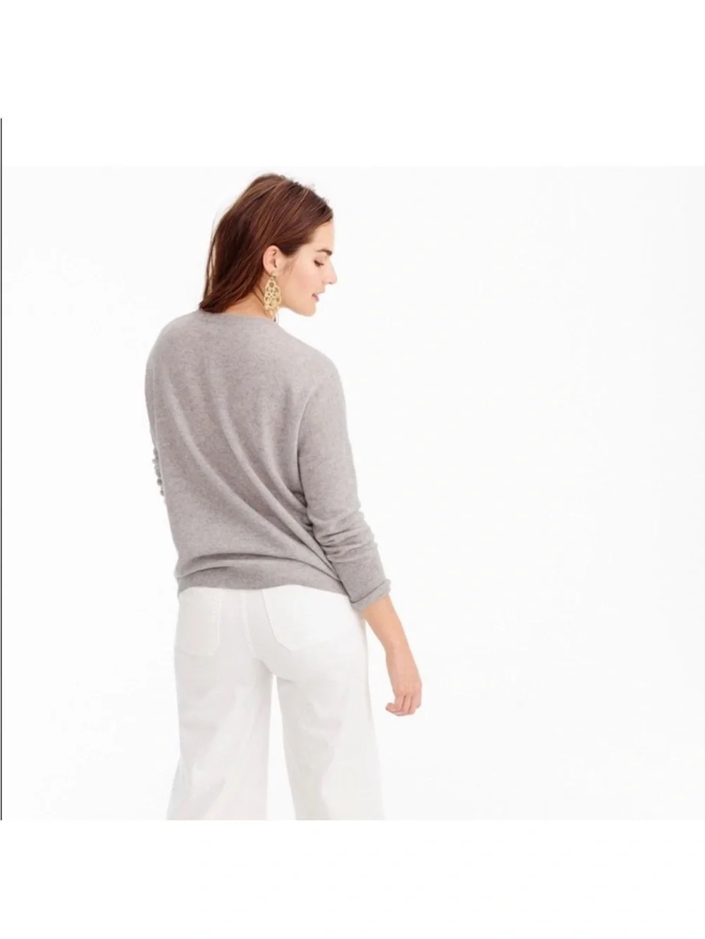 J.Crew Cashmere V-neck boyfriend sweater in Grey